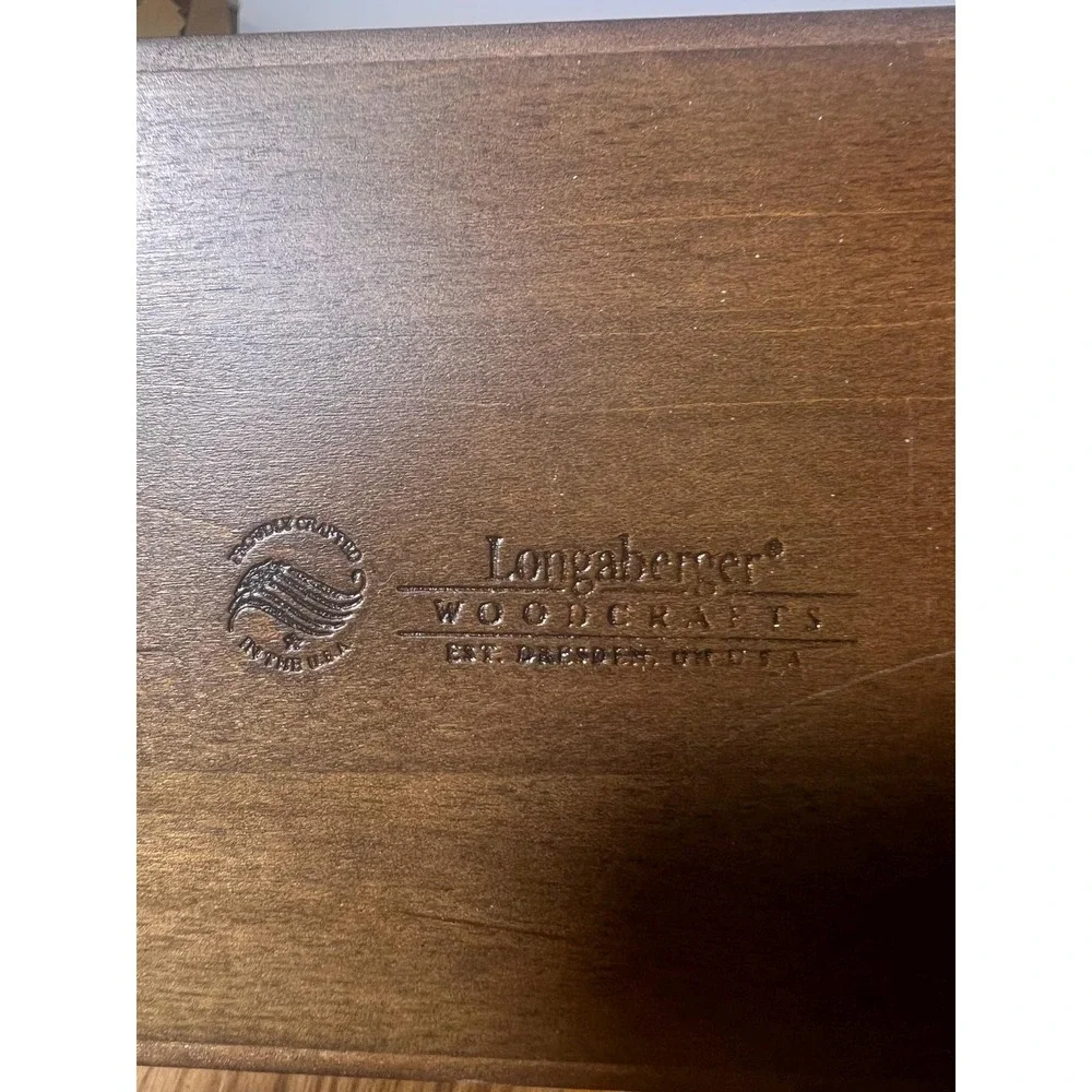 Longaberger WoodCrafts Rectangle Lid Dark Stain Wood Basket Lid Cover Organizer